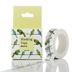 Parrot Adhesive Paper Tape, for Card-Making, Scrapbooking, Diary, Planner, Envelope & Notebooks, Parrot Pattern, 15x0.2mm, 10m/roll