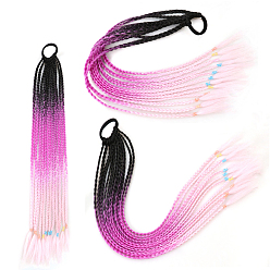 Pink High Temperature Wigs, Gradient Braided Long Hair Extensions, Ponytail Holder for Women Girls, Pink, 600mm, 50pcs/box