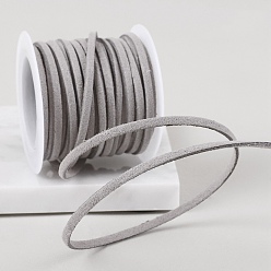 Светло-серый Плоский замшевый шнур 4.5м., двойное кружево из искусственной замши, светло-серый, 3 мм, около 4.92 ярдов (4.5 м) / рулон