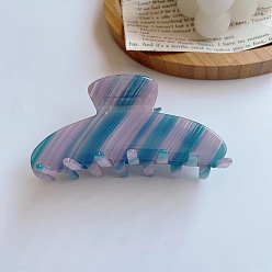 2# Herringbone Purple and Blue Vintage Floral Hair Clip for Women, Retro Acetate Hairpin, Large Size.