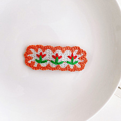 Flower Cute Wool Yarn Knitting Snap Hair Clips, Rectangle Hair Accessories for Girls, Flower Pattern, 50~60mm
