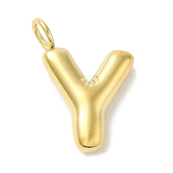 Letter Y 304 Stainless Steel Pendants, Real 14K Gold Plated, Letter Charm, Letter Y, 24x15x5mm, Hole: 4mm