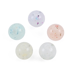 Mixed Color Marbled Stone Style Opaque Acrylic Beads, Round, Mixed Color, 9~10mm, Hole: 2mm