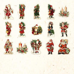 Santa Claus 15Pcs Christmas PET Self-Adhesive Decorative Stickers, Waterproof Decals for DIY Scrapbooking, Santa Claus, 60x60mm