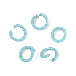 Бирюза Открытые прыжковые кольца из окрашенного распылением железа, бирюзовые, 18 датчик, 6~6.5x1 мм, внутренний диаметр: 4~4.5 мм, Около 11111 шт / 1000 г