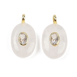 Хрусталь Подвески из натурального кварцевого кристалла и кубического циркония, овальные подвески с латунными петлями, золотые, 21.5x13x6.5 мм, отверстие : 1.8 мм