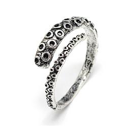 Antique Silver Alloy Finger Rings, Octopus, Size 10, Antique Silver, 20mm