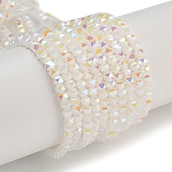 (7BDF) Прозрачный морозный бирюзовый Стеклянные бусины с гальваническим покрытием , гальваническое покрытие, граненые, звезда, призрачный белый, 3x4x4 мм, отверстие : 1 мм, около 98 шт / нитка, 12.60'' (32 см)