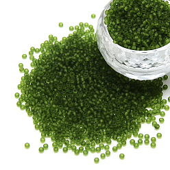 Темно-оливково-зеленый Fgb 8/0 круглый стеклянный бисер класса А, прозрачный матовый стиль, темно-оливковый зеленый, 3x2 мм, отверстие : 1 мм, Около 10000 шт / фунт