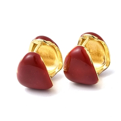 Темно-Красный Треугольные серьги-кольца из латуни с эмалью, долговечный, без кадмия и без свинца, золотые, темно-красный, 16.5x13x16 мм