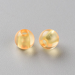 Gold Transparent Acrylic Beads, Round, Gold, 6x5mm, Hole: 1.8mm, about 4400pcs/500g
