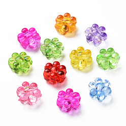 Mixed Color Transparent Acrylic Beads, Flower, Mixed Color, 12x11.5x7mm, Hole: 3mm, about 980pcs/500g