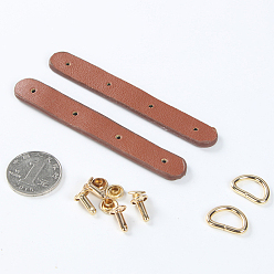 Chocolate Imitation Leather Buckles, with Screws and D Rings, for Purse Making Supplies, Chocolate, 9.5x1.2cm
