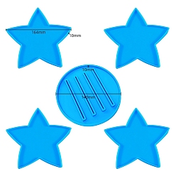 Deep Sky Blue DIY Star Coaster Silicone Molds, Resin Casting Coaster Molds, For UV Resin, Epoxy Resin Craft Making, Deep Sky Blue, 140~164x140~164x10mm, 5pcs/set