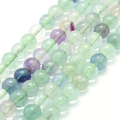 Fluorite Natural Fluorite Beads Strands, Round, 8~8.5mm, Hole: 1mm, about 49pcs/strand, 15.7 inch(40cm)
