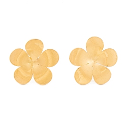 Золотой Ионное покрытие (IP) цветок 304 серьги-гвоздики из нержавеющей стали для женщин, золотые, 17x18 мм