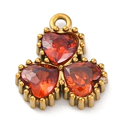 (123L) Белый крем непрозрачный блеск Ионное покрытие (IP) 304 подвески из циркония из нержавеющей стали, цветок с подвесками в виде сердечек, реальный 18 k позолоченный, огнеупорный кирпич, 11.5x10.5x3 мм, отверстие : 1.2 мм