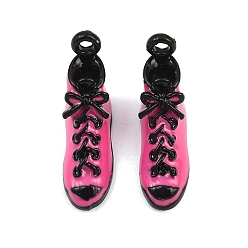 Ярко-Розовый Подвески из эмали и сплава, стойки покрытие, обувь прелести, окрашеные, без кадмия, без никеля и без свинца, ярко-розовый, 15.5x7x20 мм, отверстие : 1.8 мм