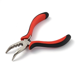 Red Carbon Steel Jewelry Pliers, Bent Nose Pliers, for DIY Jewelry Making Crafting Repair Beading Tool, Red, 133x88x15mm