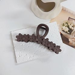 Matte coffee color Chic Flower Hair Clip for Women, Elegant Shark Shape Grip with Jelly Beads, Perfect for Ponytail and Updo Hairstyles