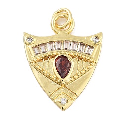 Фиолетовый Стойка металлическая латунная микропрофилированная кубическая циркония подвески, долговечный, без свинца и без кадмия, треугольник с глазом, фиолетовые, 23.5x18.5x2.5 мм, отверстие : 3.3 мм