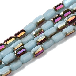 Небесно-голубой Стеклянные бусины с гальваническим покрытием , граненые, AB цвет, колонка, голубой, 3x5 мм, отверстие : 1 мм, около 79 шт / нитка, 16.5 дюйм (42 см)