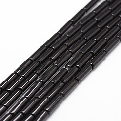 Черный Бусины из натурального черного оникса, класс А, окрашенная и подогревом, колонка, 13x4 мм, отверстие : 1 мм, около 29 шт / нитка, 15.16 дюйм ~ 15.35 дюйм