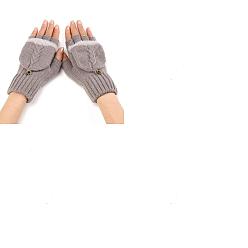 Серый 1 пара перчаток без пальцев из акрилового волокна, зимние теплые перчатки, полузакрытые 2 в 1 комбинированные варежки, серые, 180x120 мм