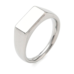 Нержавеющая Сталь Цвет 304 кольца для пальцев из нержавеющей стали для женщин, прямоугольные, цвет нержавеющей стали, 6.5 мм, внутренний диаметр: 17 мм