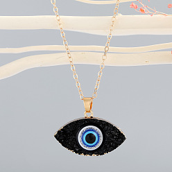 black Colorful Evil Eye Necklace with Minimalist Resin Pendant