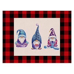 Gnome Christmas Theme Linen Insulation Pad, Restaurant Western Placemat, Rectangle, Gnome, 320x450mm