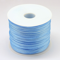 Aciano Azul Hilo de nylon, cordón de satén de cola de rata, azul aciano, 1.5 mm, aproximadamente 100 yardas / rollo (300 pies / rollo)