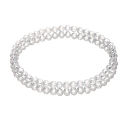 Прозрачный 4 Эластичные браслеты из стеклянных бусин с граненой призмой и ронделем мм для женщин, прозрачные