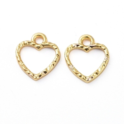 Golden Zinc Alloy Open Back Bezel Pendants, For DIY UV Resin, Epoxy Resin, Pressed Flower Jewelry, Heart, Golden, 11.5x10x1.5mm, Hole: 1.6mm