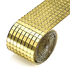 Gold Glitter Resin Hotfix Rhinestone(Hot Melt Adhesive On The Back), Rhinestone Trimming, Costume Accessories, Gold, 40x1.5mm, 2.5m/Roll