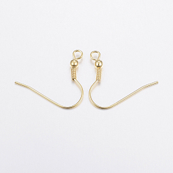 Golden 304 Stainless Steel Earring Hooks, Ear Wire, with Horizontal Loop, Golden, 20~21x24~26x3mm, Hole: 2mm, 20 Gauge, Pin: 0.8mm