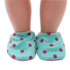 Medium Turquoise Wool Doll Plush Shoes, Winter Slipper for 18 Inch American Girl Dolls Accessories, Medium Turquoise, 60mm