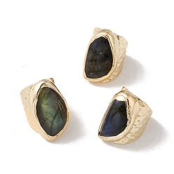 Лабрадорита Кольцо-кафф из натурального лабрадорита неправильной овальной формы, золотое латунное массивное кольцо для женщин, без кадмия и без свинца, размер США 7 3/4 (17.9 мм)