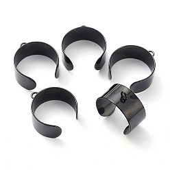 Черный 304 компоненты кольца пальца манжеты из нержавеющей стали, кольцо петли, электрофорез черный, размер США 8 1/2 (18.5 мм), 10 мм, отверстие : 2.4 мм