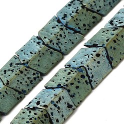 Green Plated Electroplated Natural Lava Rock Beads Strands, Arrow, Green Plated, 9x8.5x4mm, Hole: 1mm, about 57pcs/strand, 16.54''(42cm)