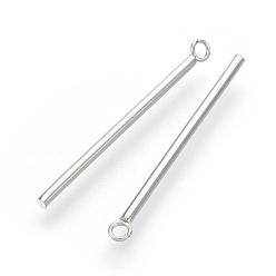 Stainless Steel Color 202 Stainless Steel Pendants, Bar, Stainless Steel Color, 33x1.5mm, Hole: 1.5mm
