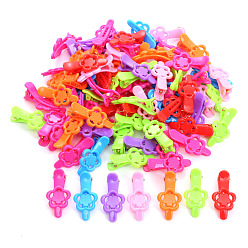 Mixed Color Kids Hair Accessories, Plastic Alligator Hair Clips, Flower, Mixed Color, 38x18.5x15mm