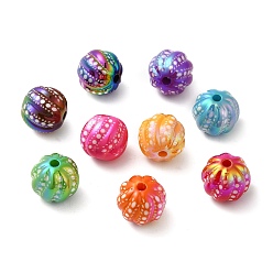 Mixed Color UV Plating Opaque Acrylic Beads, Pumpkin, Mixed Color, 15.5x14mm, Hole: 2.5mm