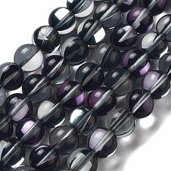 Gris Brins synthétiques de perles de lune, ronde, grises , 10mm, Trou: 1mm, Environ 19 pcs/chapelet, 7.48 pouce (19 cm)