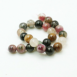 Tourmaline Natural Tourmaline Beads strands, Round, 10mm, Hole: 1mm, 19pcs/strand, 7.5 inch