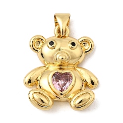 Лиловый Кулон из циркония, медведь, без свинца и без кадмия, долговечный, реальный 18 k позолоченный, сирень, 20.5x17x5 мм, отверстие : 3.5x4.5 мм