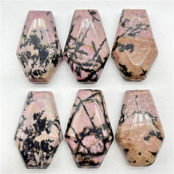 Rhodonite Halloween Natural Rhodonite Carved Coffin Figurines, Reiki Stones Statues for Energy Balancing Meditation Therapy, 19x30x7mm