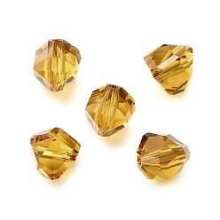 (932FM) Темно-синий аква-матовый с подкладкой Стекло имитация австрийских хрустальных бусин, многоугольник, граненые, темно-золотистые, 7x7.5x7.5 мм, отверстие : 1.2 мм