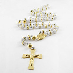 NK4378 Cross Buddha Bead Necklace Stainless Steel Rosary Necklace Middle East Silicone Titanium Steel Chain Rosary Necklace