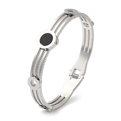 Нержавеющая Сталь Цвет Плоские круглые эмалевые вакуумные браслеты из нержавеющей стали для женщин, цвет нержавеющей стали, внутренний диаметр: 304 дюйм (1-7/8x2-1/4 см)